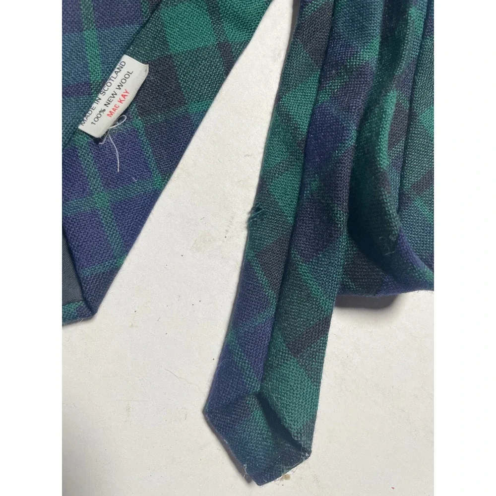 Mac Kay Necktie Mens OS Green Blue Wool Black Watch Tartan Scotland Heritage